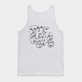 Abstract Faces Line Drawing Tank Top